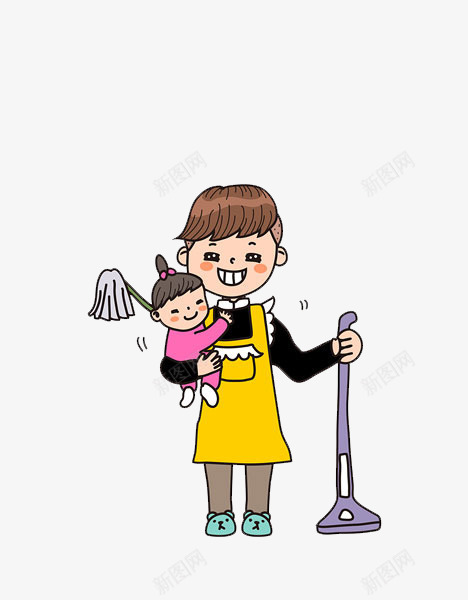 抱着女儿打扫的父亲png免抠素材_新图网 https://ixintu.com 亲情 卡通手绘 小女孩 打扫 照顾 照顾孩子 父亲 陪伴