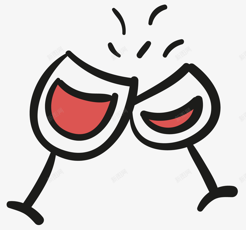 两杯红酒png免抠素材_新图网 https://ixintu.com 卡通 红色的饮料 红酒 透明的杯子 食品 黑色的边框