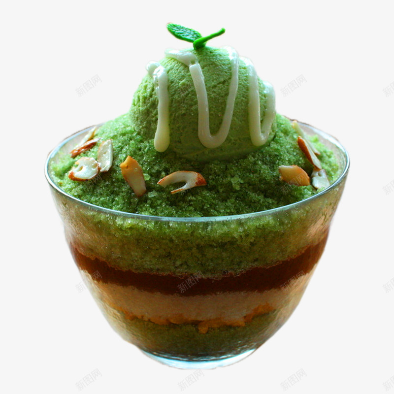抹茶红豆沙冰psd免抠素材_新图网 https://ixintu.com 冰沙 夏日饮品 抹茶 红豆沙冰 绿色 美味 美食 花生