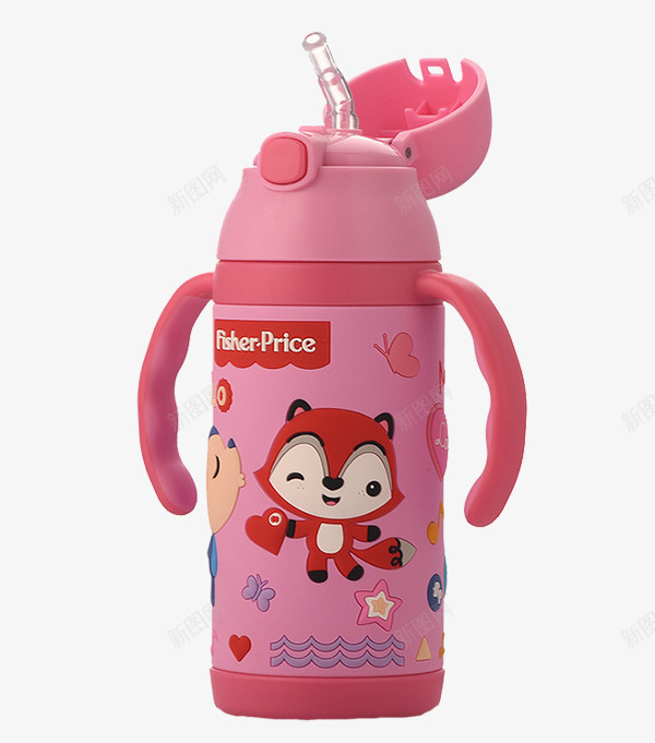 费雪宝宝保温吸管杯png免抠素材_新图网 https://ixintu.com 产品实物 粉色 耐摔 耐磨