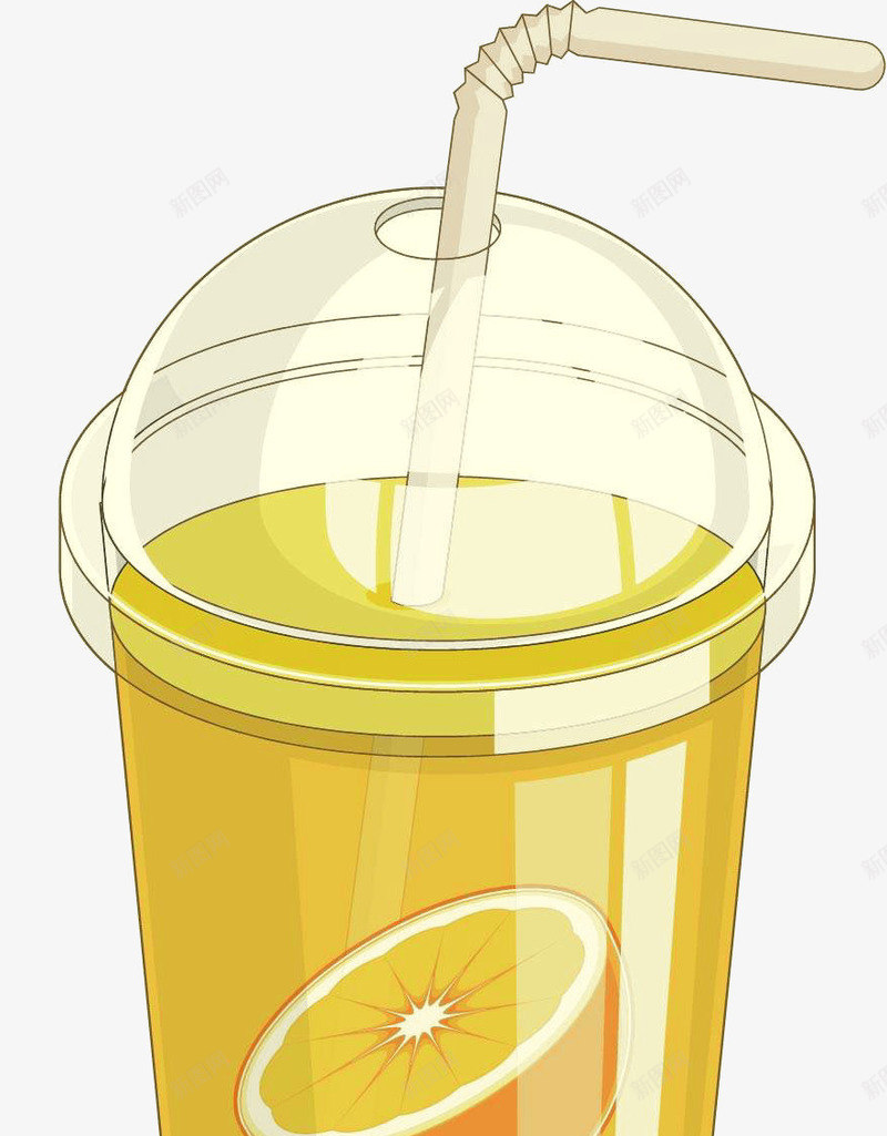 一杯橙汁插画png免抠素材_新图网 https://ixintu.com 果汁 果蔬汁 橙汁 饮料