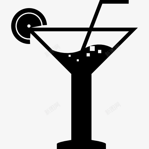 鸡尾酒吸管和柠檬片图标png_新图网 https://ixintu.com 聚会 酒 食品 饮 饮料 鸡尾酒