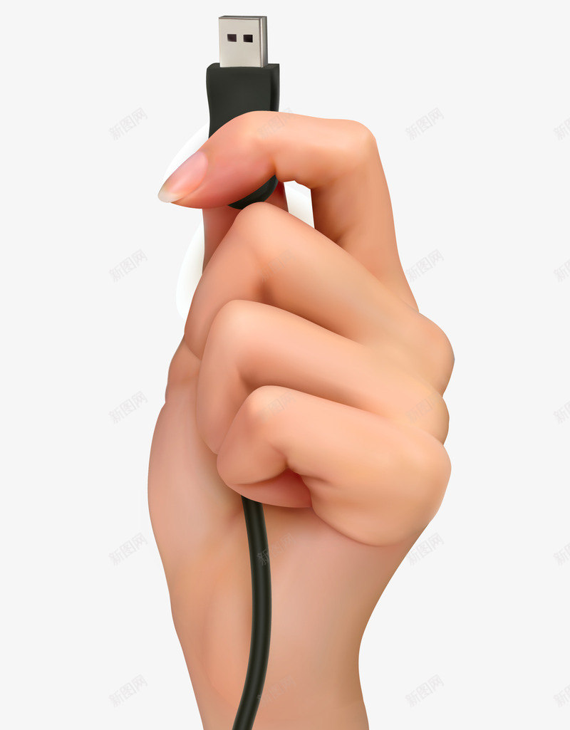 黑色充电电线png免抠素材_新图网 https://ixintu.com 充电接口 充电电线 手拿电线 黄色手指 黄色手掌 黑色电线