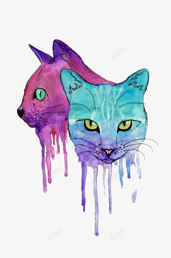 彩色猫咪png免抠素材_新图网 https://ixintu.com 小妹妹 手绘猫咪 水墨猫咪 猫咪免扣PNG 猫咪头像 猫咪插画