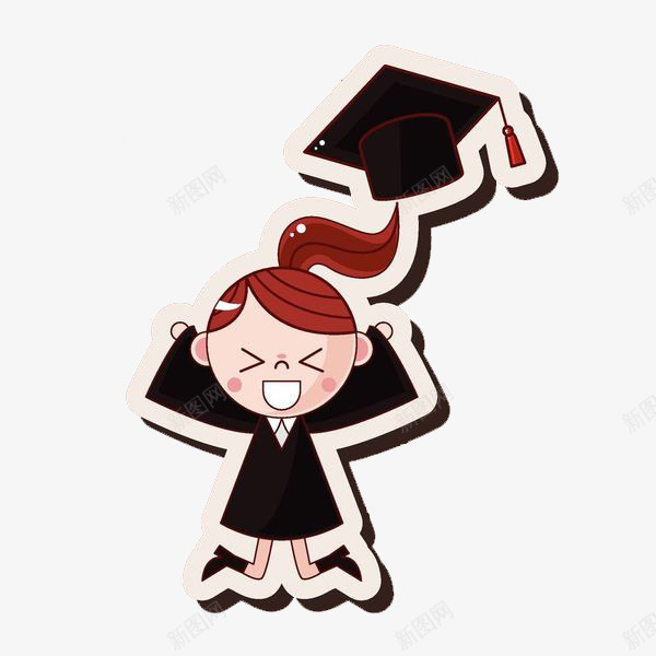 手绘毕业的小女孩图png免抠素材_新图网 https://ixintu.com 卡通手绘 女孩 女生 学士帽 孩子 毕业季 水彩 高兴