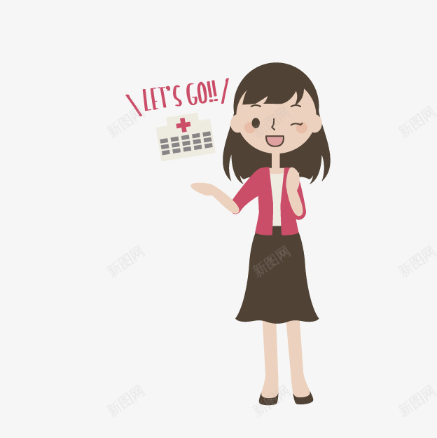 卡通医院宣传员png免抠素材_新图网 https://ixintu.com 医院宣传员 卡通宣传员 手绘女生 长发女生