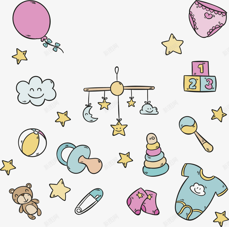 可爱婴儿玩具花纹png免抠素材_新图网 https://ixintu.com 卡通花纹 婴儿玩具 婴儿花纹 玩具花纹 矢量png 花纹