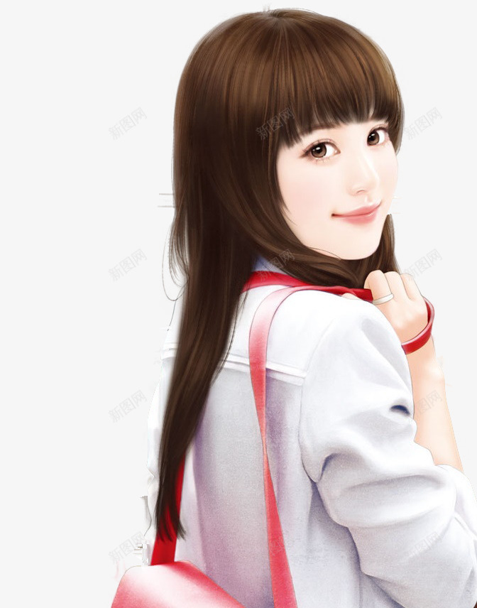 甜美可爱现代手绘美人png免抠素材_新图网 https://ixintu.com 可爱 现代 甜美 美人