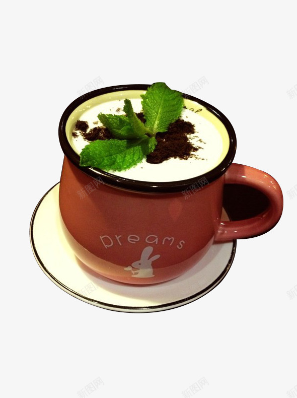 陶瓷杯里的盆栽奶茶png免抠素材_新图网 https://ixintu.com 创意饮料 小资情调 杯托 盆栽奶茶 薄荷叶 陶瓷杯