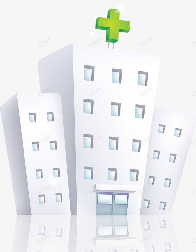 手绘卡通白色医院建筑png免抠素材_新图网 https://ixintu.com 医院 卡通 建筑 白色