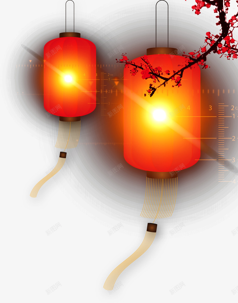 红色中式灯笼灯光png免抠素材_新图网 https://ixintu.com 中式 灯光 灯笼 红色