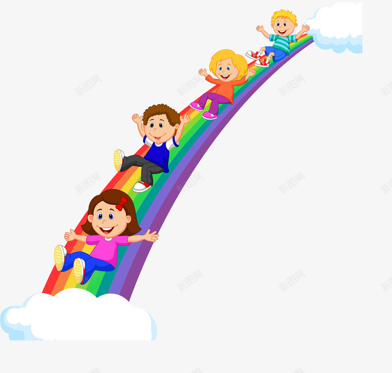 彩虹上的孩子矢量图ai免抠素材_新图网 https://ixintu.com 人物 卡通孩子 孩子 彩虹 矢量孩子 矢量图