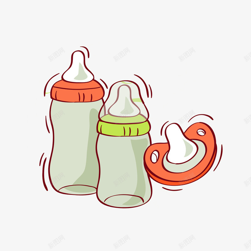 卡通婴儿奶瓶图png免抠素材_新图网 https://ixintu.com 卡通 奶嘴 奶瓶 婴儿用品 手绘 插图 装饰