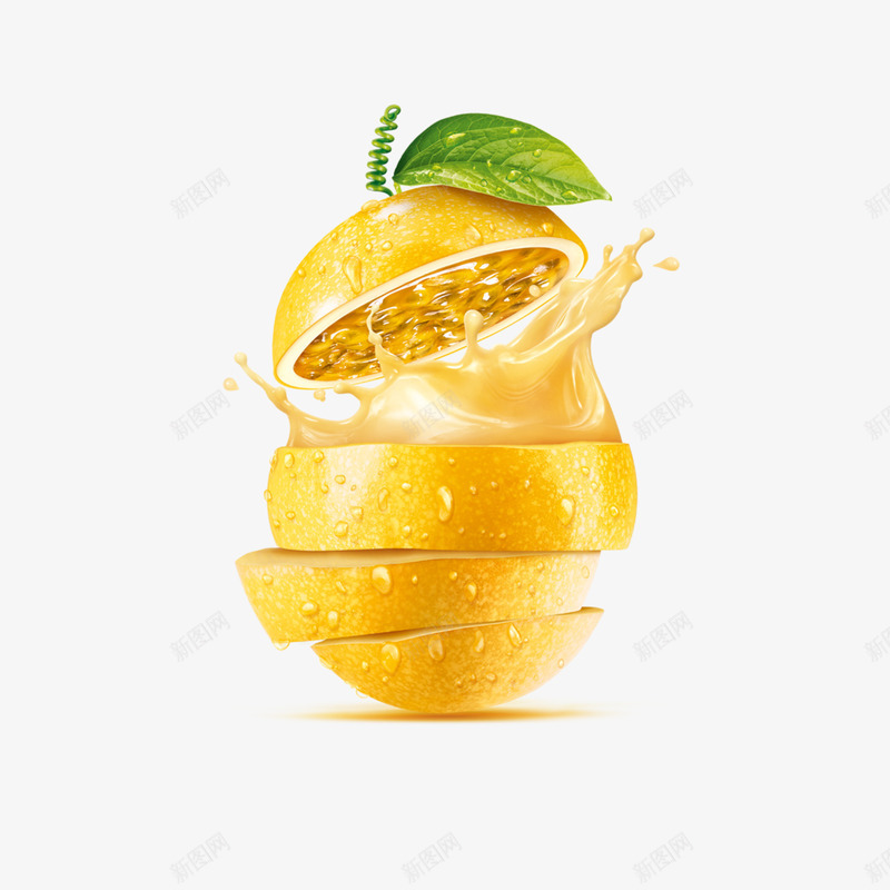 被切开的柠檬水果png免抠素材_新图网 https://ixintu.com 美食 美食广告png素材 美食广场 被切开的柠檬 餐饮广告海报png素材