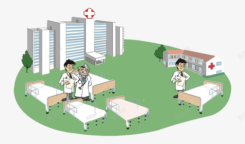 卡通医院病床png免抠素材_新图网 https://ixintu.com 医生 医院 病床 看病