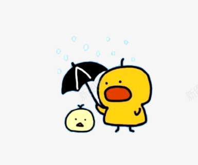 雨中鸡母子png免抠素材_新图网 https://ixintu.com 下雨 雨伞 鸡妈妈 鸡宝宝