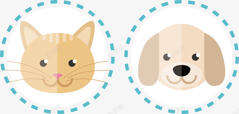 猫头狗头png免抠素材_新图网 https://ixintu.com 创意 卡通 头像 宠物 手绘 狗头 猫头