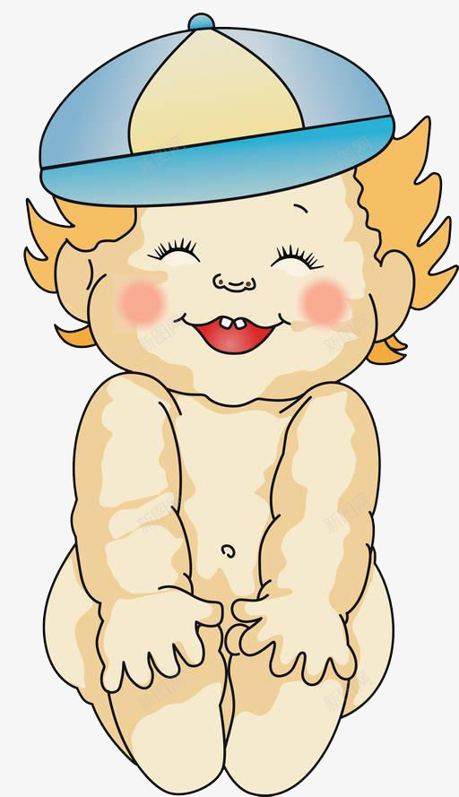 蓝帽子宝宝笑png免抠素材_新图网 https://ixintu.com 卡通 可爱 呆萌 善良 天真活泼 婴儿 宝宝笑 童真
