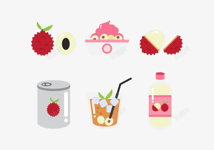 扁平化荔枝饮料图标png_新图网 https://ixintu.com 卡通 手绘 清新 甜美 简约 荔枝图标