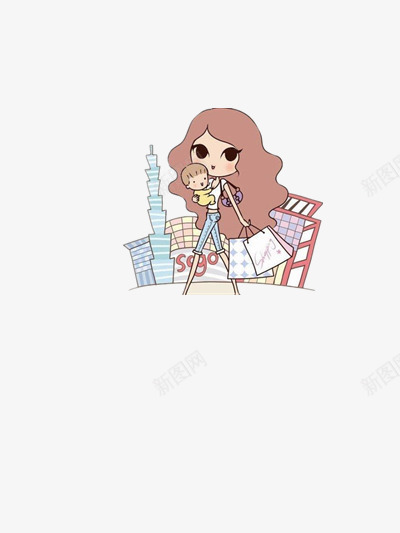辣妈png免抠素材_新图网 https://ixintu.com 女装 手绘 摩登 摩登周 摩登女郎 时尚 购物 辣妈