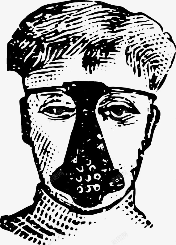 手绘人物png免抠素材_新图网 https://ixintu.com 卡通 头像 男士 铅笔画 黑白画