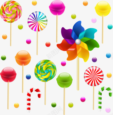彩色可爱创意棒棒糖装饰图案矢量图图标图标