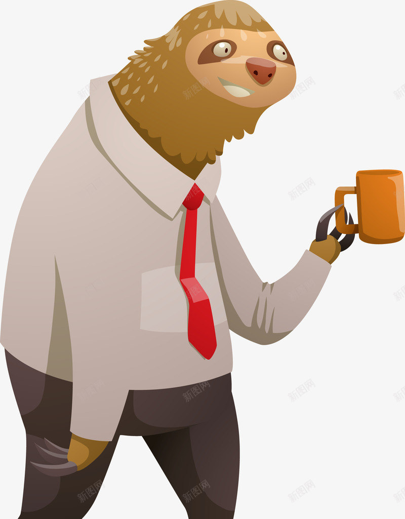 拿着杯子的服务员png免抠素材_新图网 https://ixintu.com 动物 卡通动物 招待员 服务员 杯子 矢量动物 跑腿服务 送货 饮料