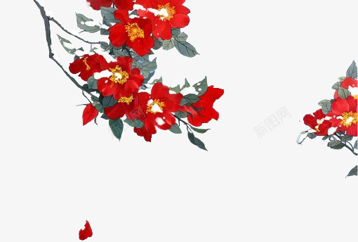 红色花朵花枝彩绘png免抠素材_新图网 https://ixintu.com 图片 彩绘 红色 花朵 花枝