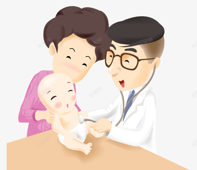 卡通医生看病png免抠素材_新图网 https://ixintu.com 医生 卡通 孩子 看病