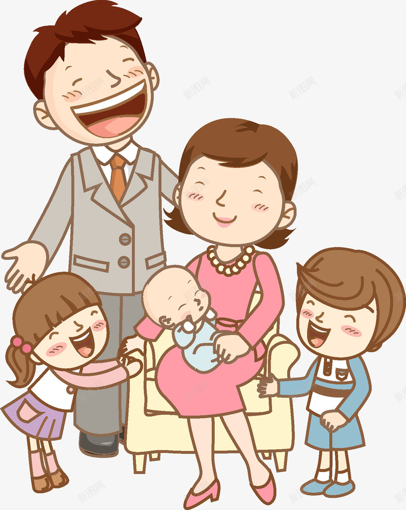 开心的一家png免抠素材_新图网 https://ixintu.com 一家人 卡通 婴儿 开心的 温馨的 高兴地