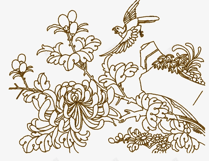 手绘线条花枝装饰png免抠素材_新图网 https://ixintu.com 手绘 线条 花枝 装饰