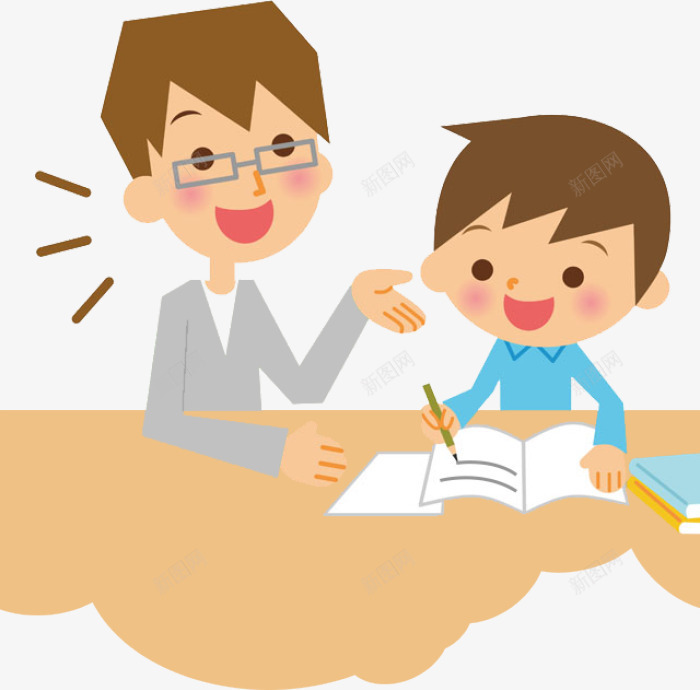 卡通人物png免抠素材_新图网 https://ixintu.com 卡通 学习 孩子 扁平化 父亲 爸爸