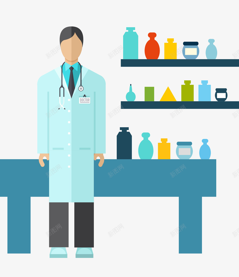 卡通图案蓝色医疗医院药师png免抠素材_新图网 https://ixintu.com 医药师 医院药师 卡通图案 简约图形 药师 蓝色医疗