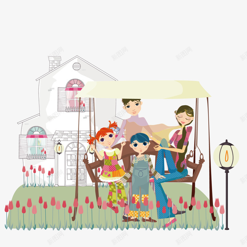 在院子里休息的父母和孩子png免抠素材_新图网 https://ixintu.com 休息 孩子 父母 父母孩子 院子