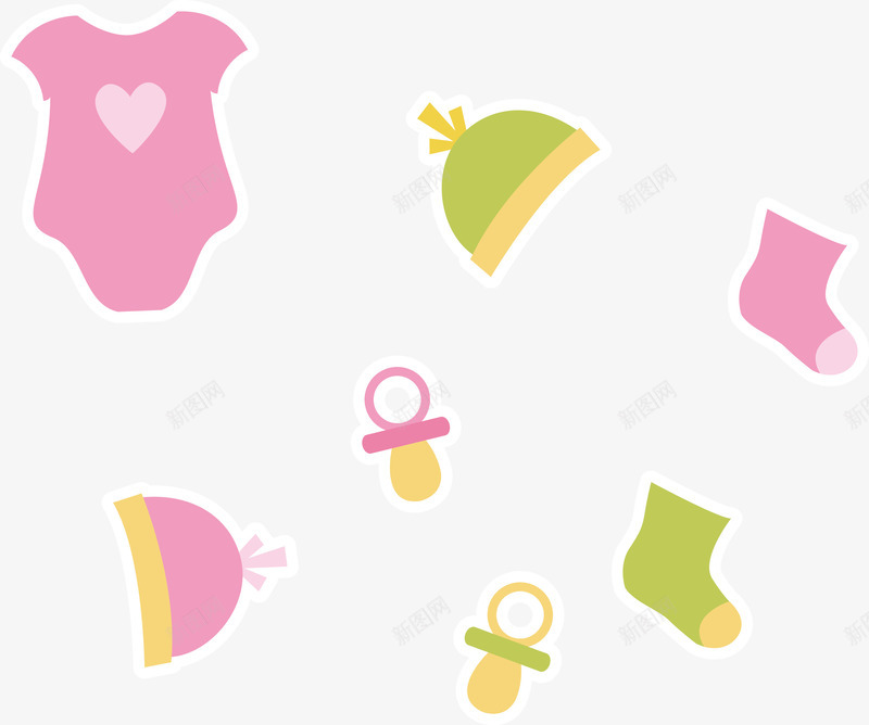 可爱卡通女婴儿衣物图标矢量图ai_新图网 https://ixintu.com 卡通 可爱 图标 女婴儿 标志 标识 衣物图标 矢量图