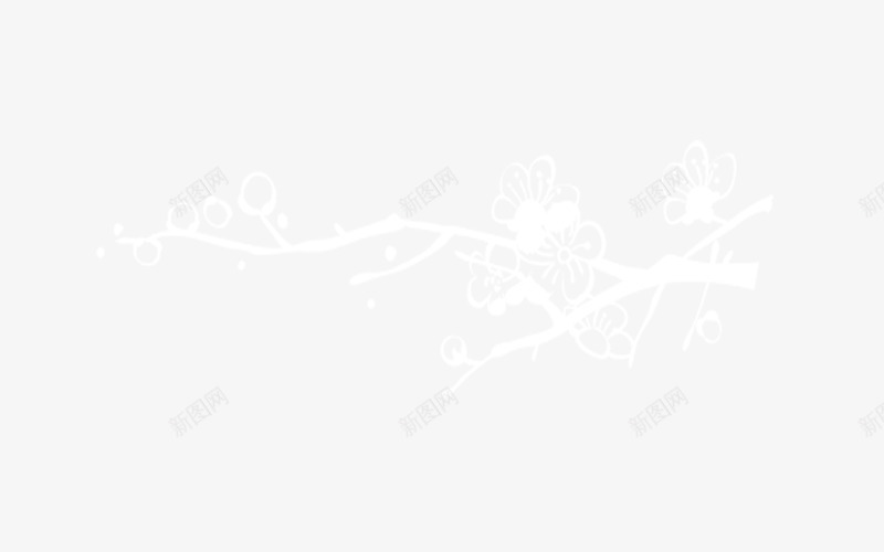 白色梅花枝剪影png免抠素材_新图网 https://ixintu.com 剪影素材 枝叶素材 梅花枝 白色 花枝