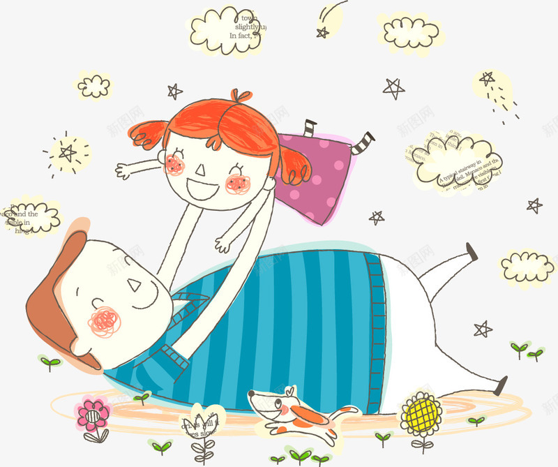 手绘插图举起孩子的爸爸png免抠素材_新图网 https://ixintu.com 举东西 举起孩子 亲子时光 小女孩 手绘插图 父女 爸爸 高兴