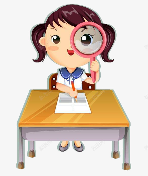认真学习的学生照片png免抠素材_新图网 https://ixintu.com 动漫 卡通 可爱 学生照片 小女生 放大镜 认真学习