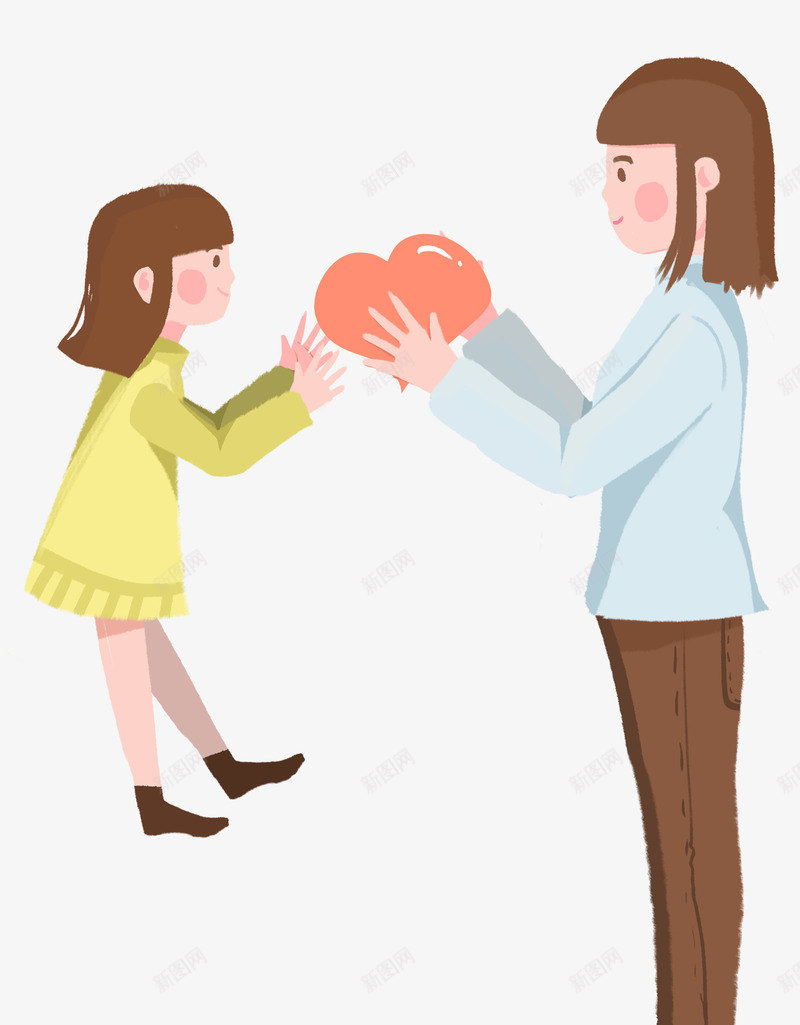 可爱卡通人物插画母亲节亲子插画png免抠素材_新图网 https://ixintu.com 亲子插画 人物插画 卡通 卡通亲子旅行一家人 可爱 孩子与妈妈 母亲节 爱心