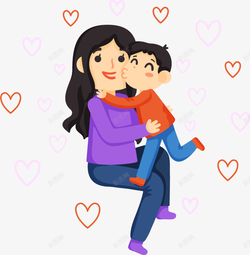 母亲节幸福的妈妈png免抠素材_新图网 https://ixintu.com 小男孩 幸福的妈妈 抱着孩子 母亲节 爱心满满 红色爱心
