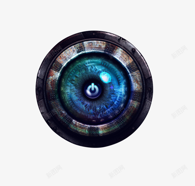 蓝色梦幻金属按钮png免抠素材_新图网 https://ixintu.com 背景 蓝色 设计 金属按钮