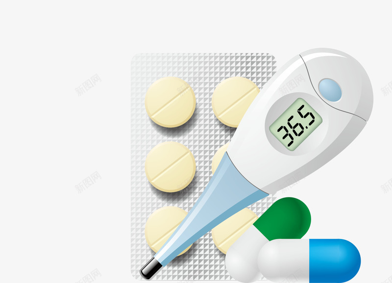 医疗药丸png免抠素材_新图网 https://ixintu.com 体温计 医疗 医院 矢量体温计 胶囊 药丸 药品