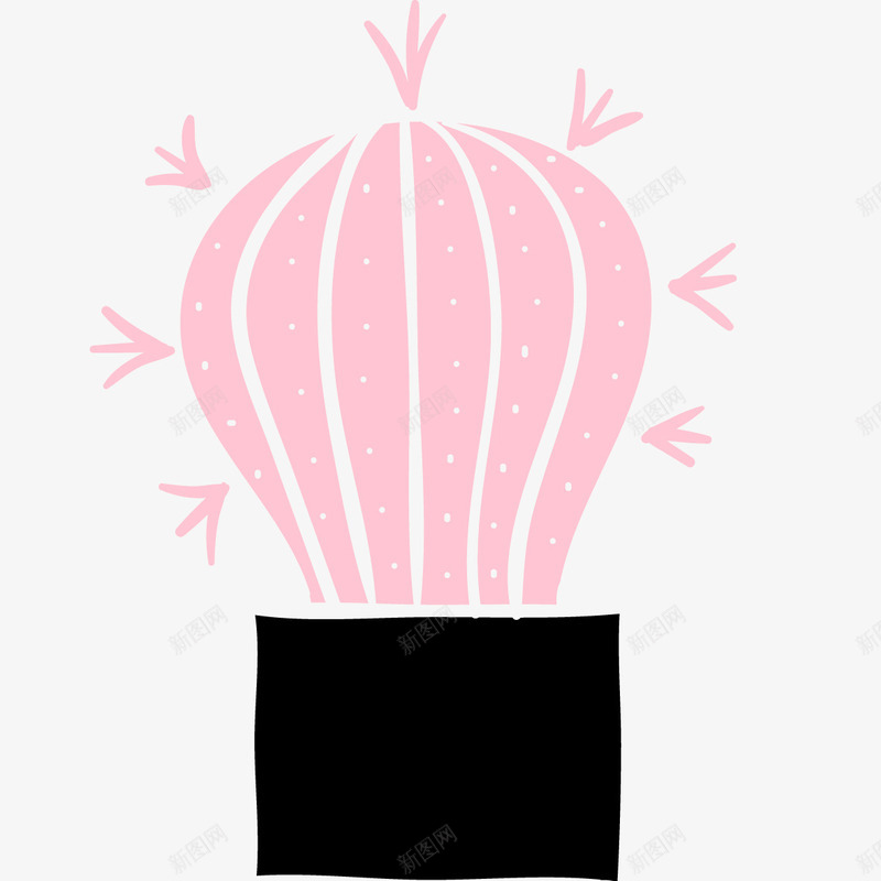 盆栽仙人球png免抠素材_新图网 https://ixintu.com 卡通图案 多肉手绘 手绘盆栽 盆栽仙人球 花纹背景 装饰画