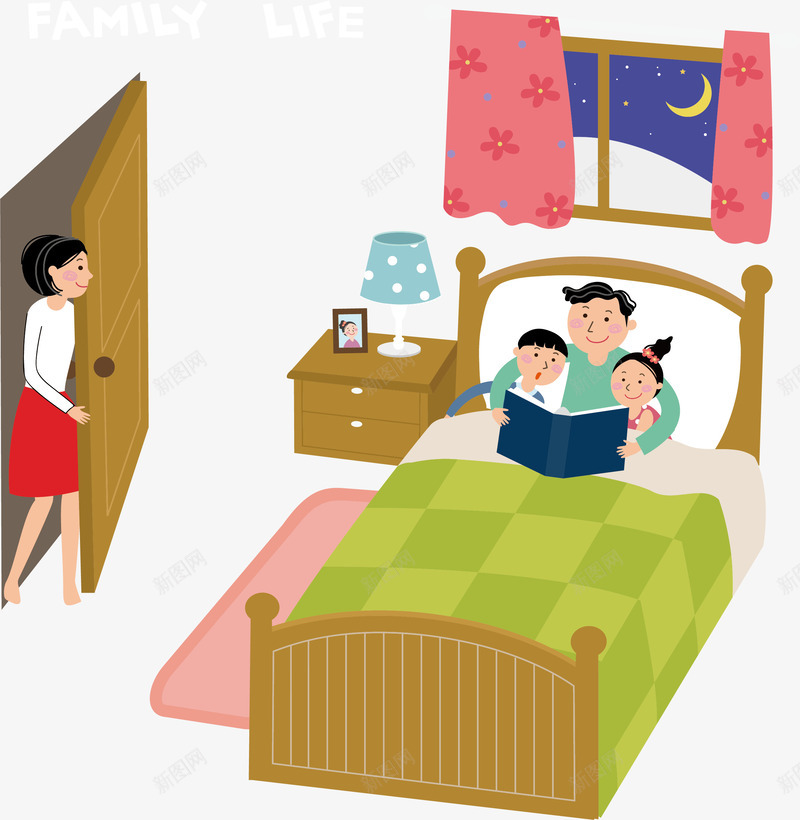 爸爸给孩子讲故事插画png免抠素材_新图网 https://ixintu.com 卡通 妈妈 孩子 手绘 插画 父亲 爸爸 讲故事
