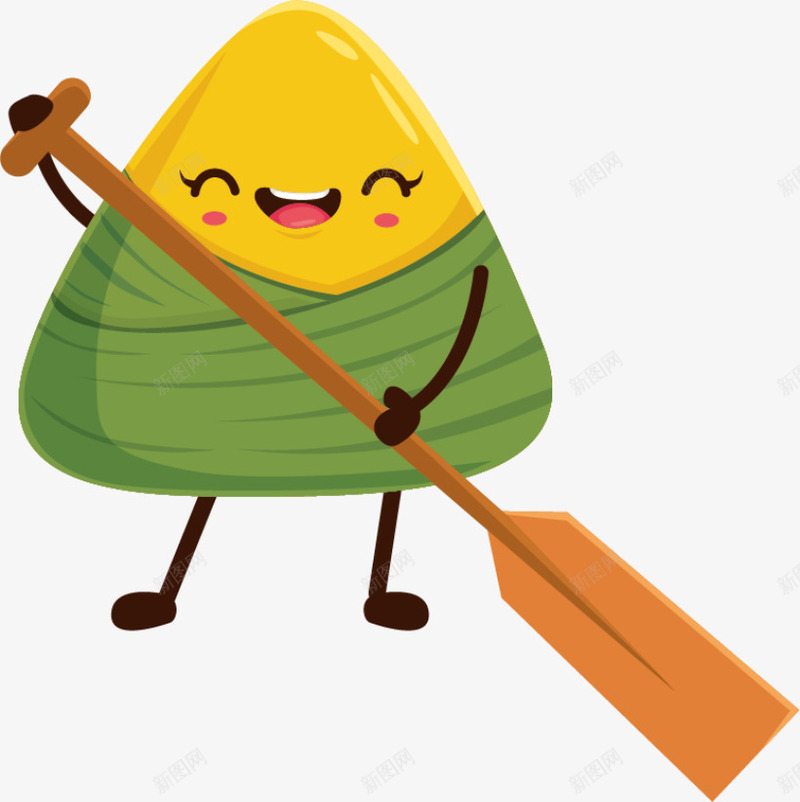 端午节拿着船桨的粽子png免抠素材_新图网 https://ixintu.com 划船 可爱粽子 害羞 开心 拿着船桨的粽子 端午节