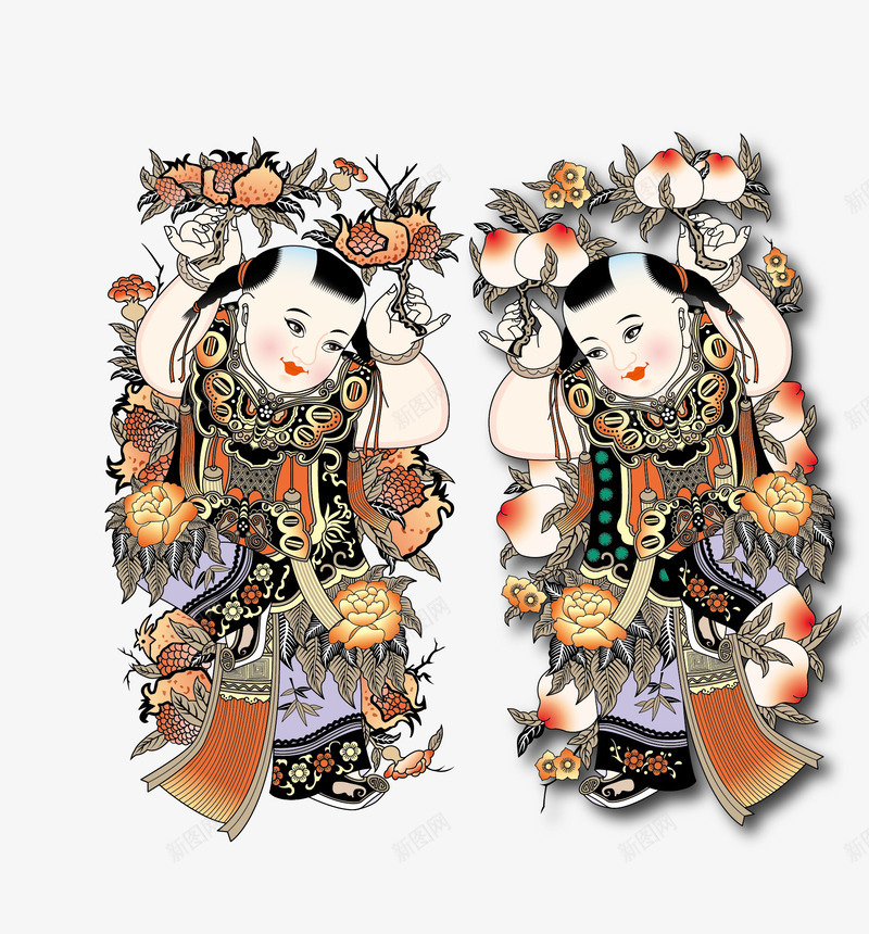 中国风传统童子祝寿png免抠素材_新图网 https://ixintu.com 中国风 传统 孝道 生日 童子
