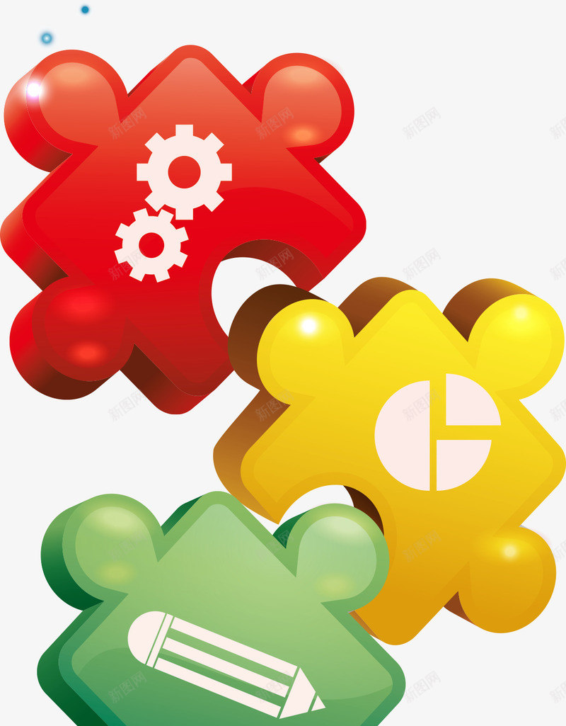 彩色拼图矢量图eps免抠素材_新图网 https://ixintu.com 卡通拼图 彩色拼图 拼图 矢量拼图 齿轮 矢量图