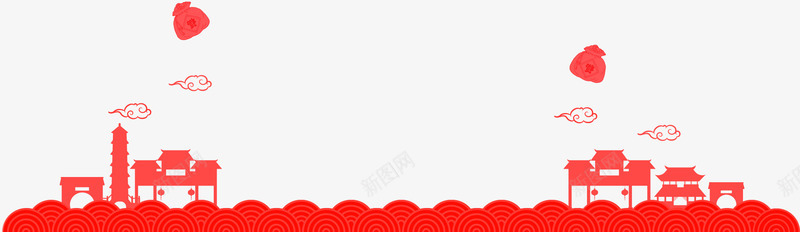 红色简约剪纸都市边框纹理png免抠素材_新图网 https://ixintu.com 免抠PNG 剪纸 简约 红色 边框纹理 都市
