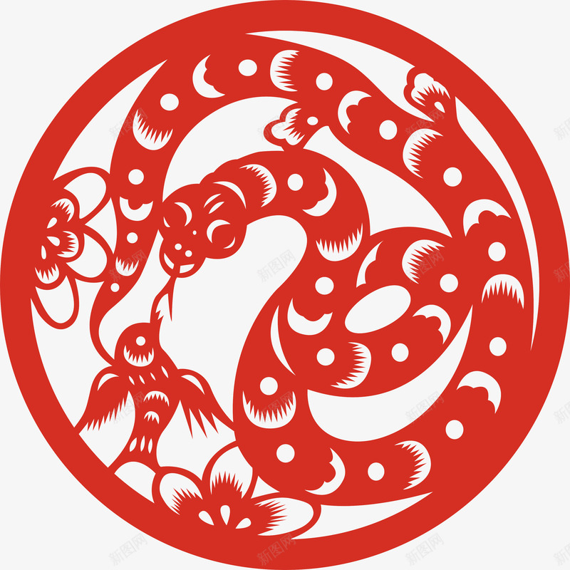 蛇png免抠素材_新图网 https://ixintu.com 中国风 剪纸 十二生肖 蛇