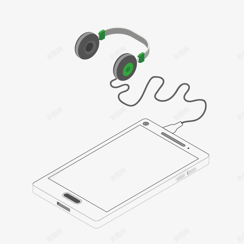 线性手机带耳麦png免抠素材_新图网 https://ixintu.com 手机 线性手机 耳机 耳麦